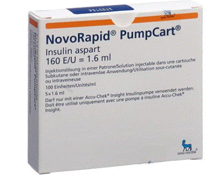 INSULIN NovoRapid PumpCart 100 E/ml 5 x 1.6 ml